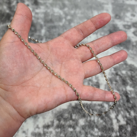 Sterling Silver Twisted Chain Necklace Delicate 18" Vintage Retro Unique - Picture 7 of 13